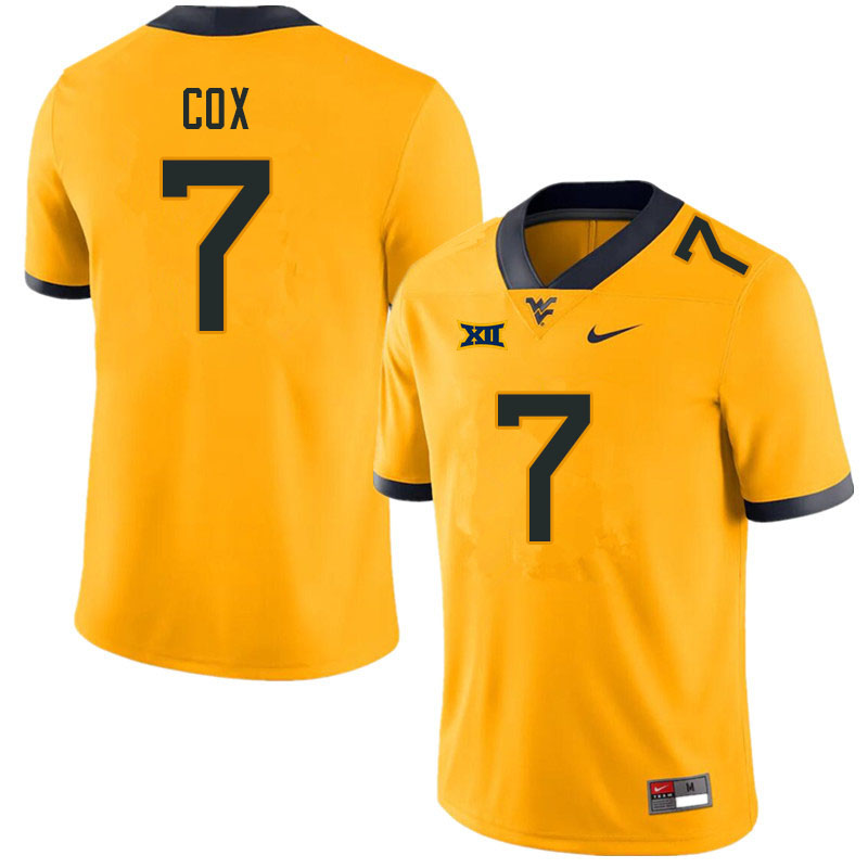 Men #7 Jasir Cox West Virginia Mountaineers College Football Jerseys Sale-Gold